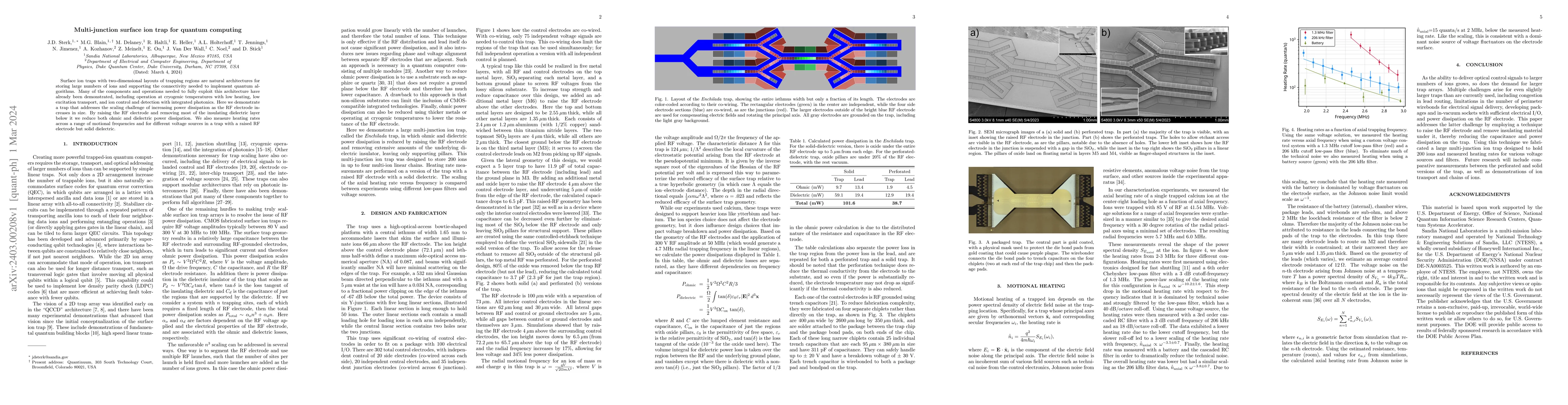 Thumbnail for Multi-junction surface ion trap for quantum computing