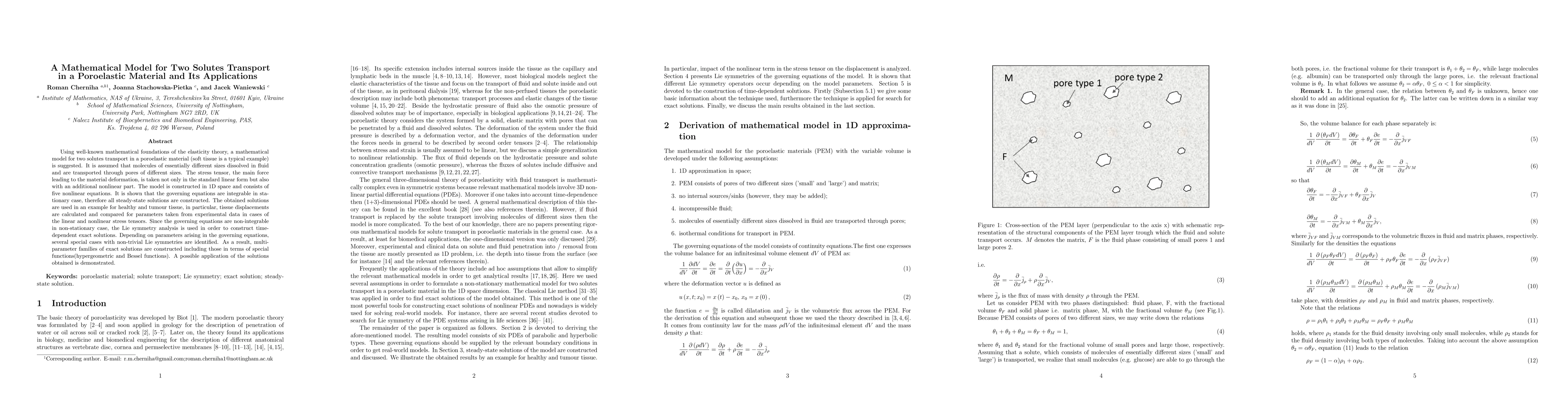 Thumbnail for A Mathematical Model for Two Solutes Transport in a Poroelastic Material
  and Its Applications