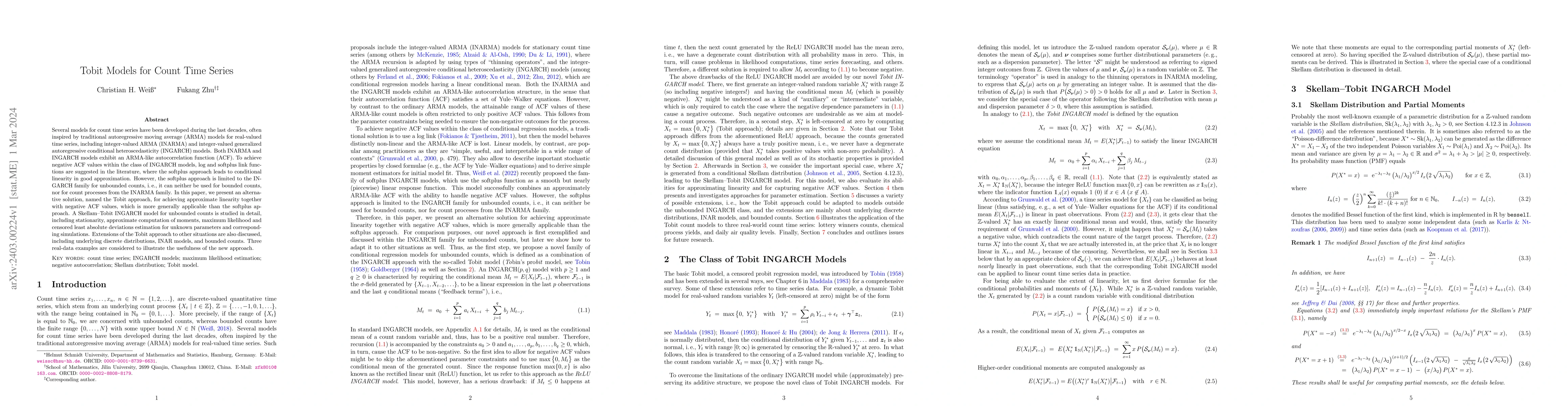 Thumbnail for Tobit models for count time series