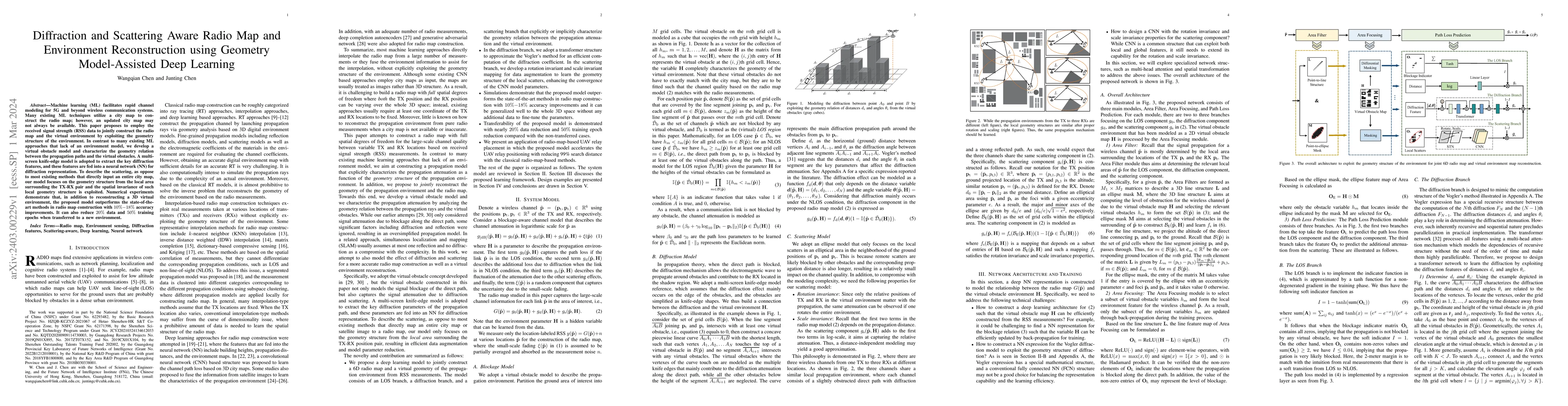 Thumbnail for Diffraction and Scattering Aware Radio Map and Environment
  Reconstruction using Geometry Model-Assisted Deep Learning