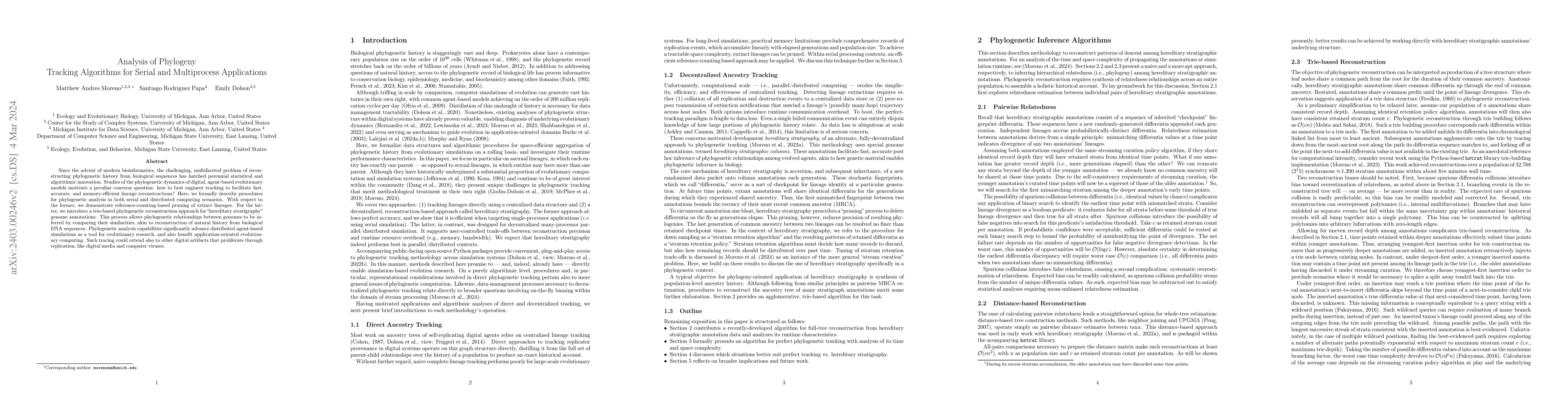 Thumbnail for Analysis of Phylogeny Tracking Algorithms for Serial and Multiprocess
  Applications