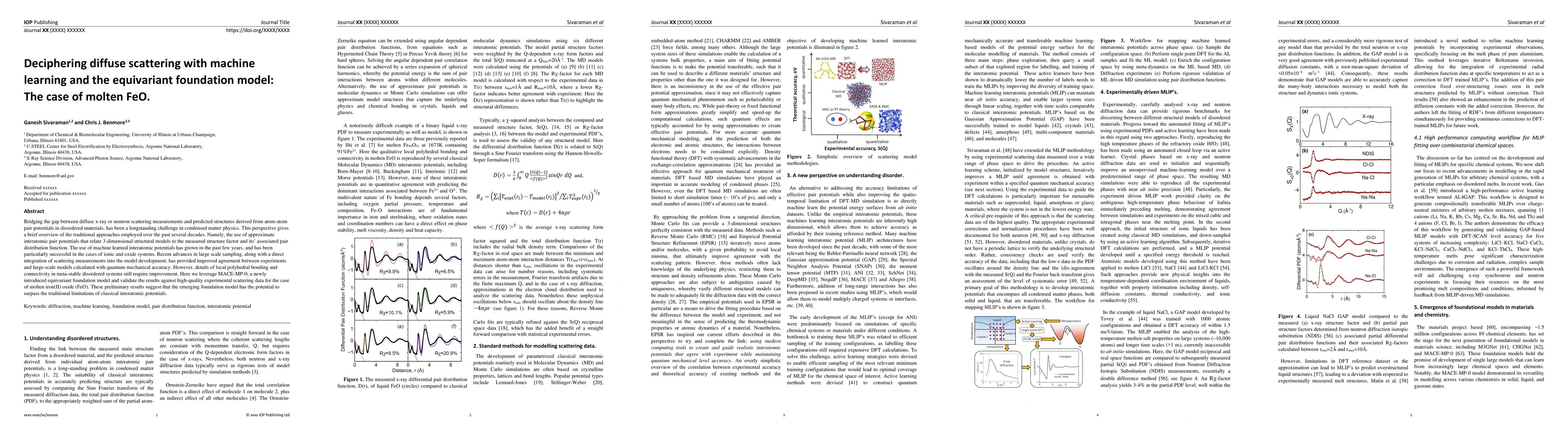 Thumbnail for Deciphering diffuse scattering with machine learning and the equivariant
  foundation model: The case of molten FeO