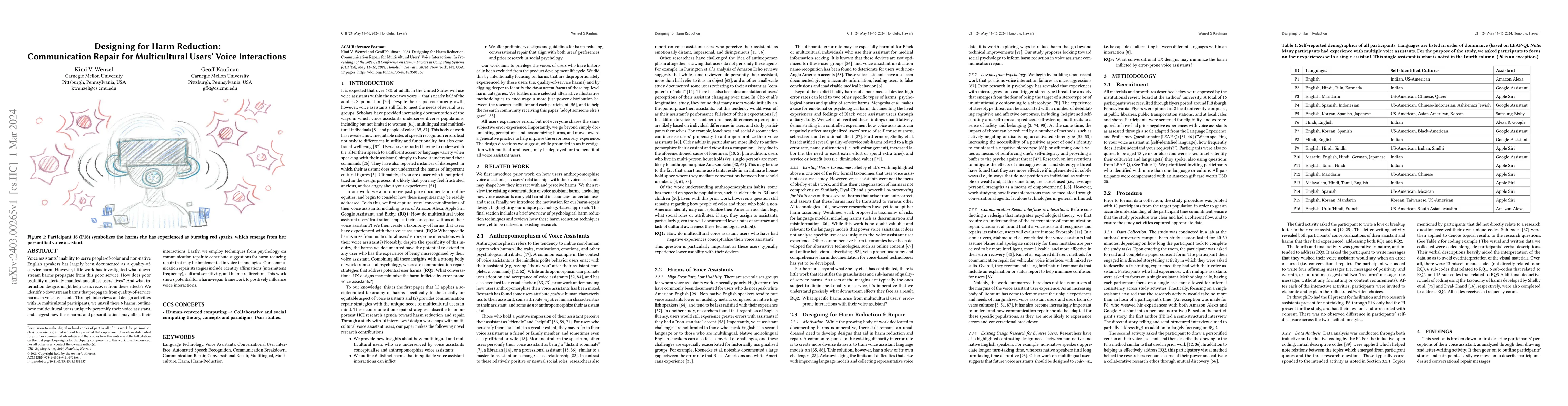 Thumbnail for Designing for Harm Reduction: Communication Repair for Multicultural
  Users' Voice Interactions