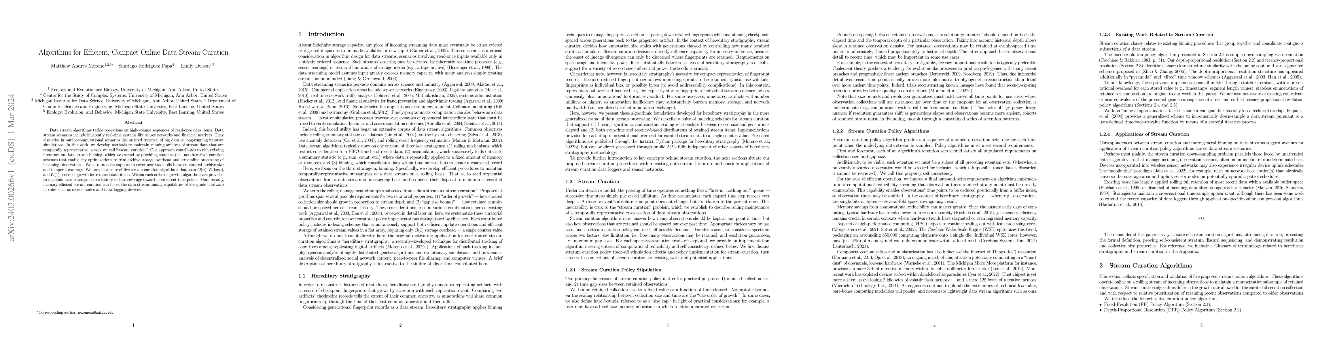 Thumbnail for Algorithms for Efficient, Compact Online Data Stream Curation
