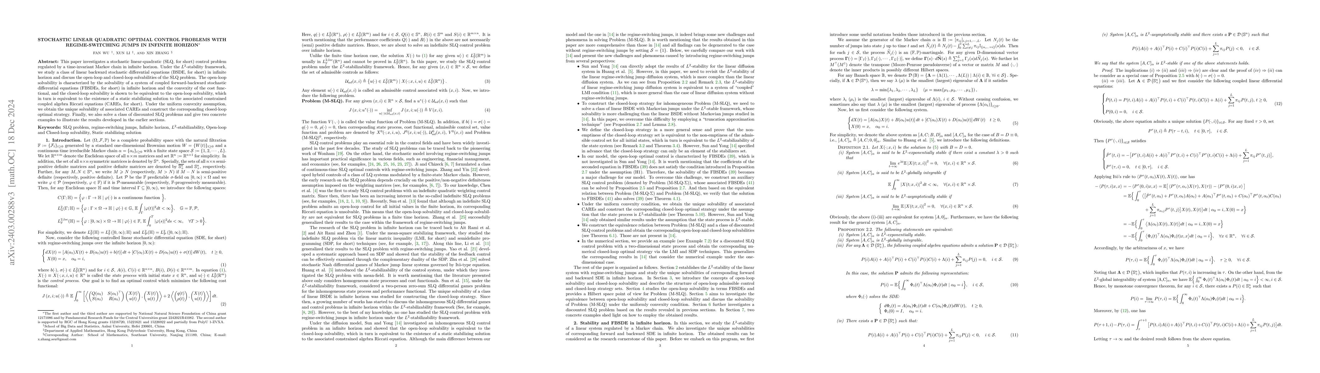 Thumbnail for Stochastic linear quadratic optimal control problems with
  regime-switching jumps in infinite horizon