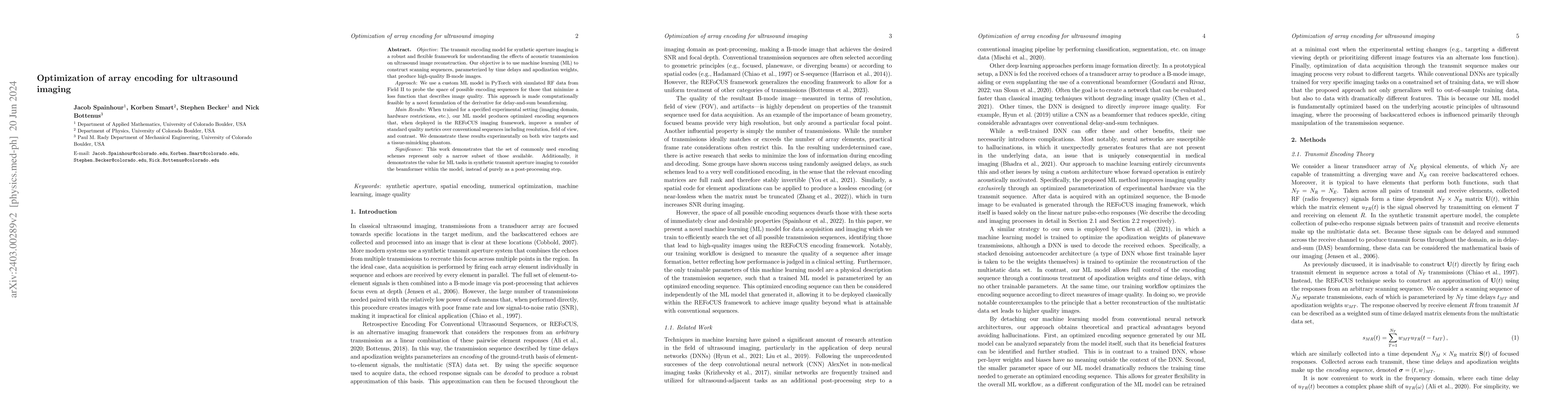 Thumbnail for Optimization of array encoding for ultrasound imaging
