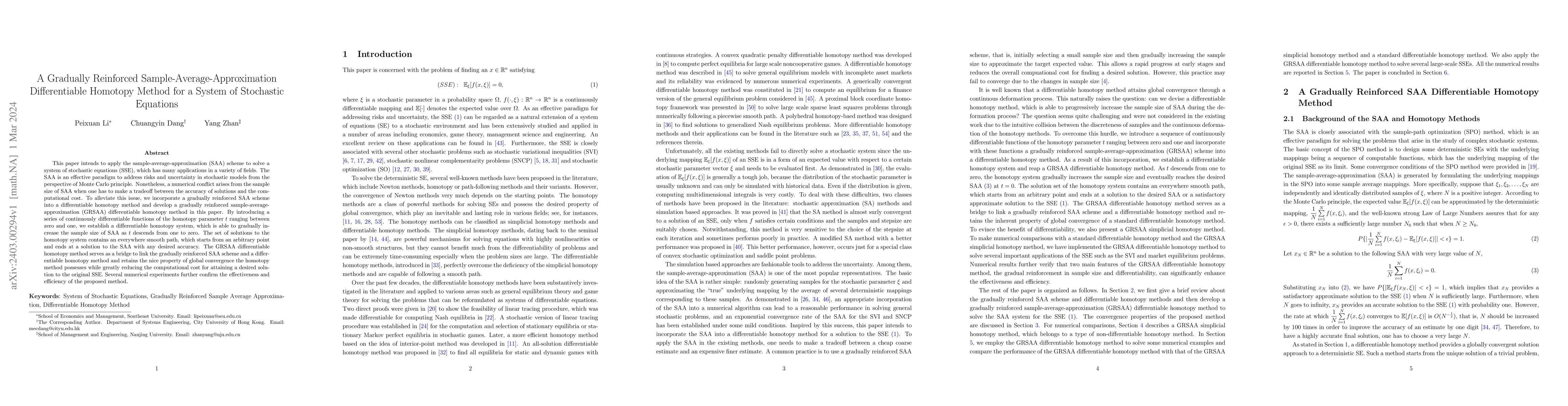 Thumbnail for A Gradually Reinforced Sample-Average-Approximation Differentiable
  Homotopy Method for a System of Stochastic Equations