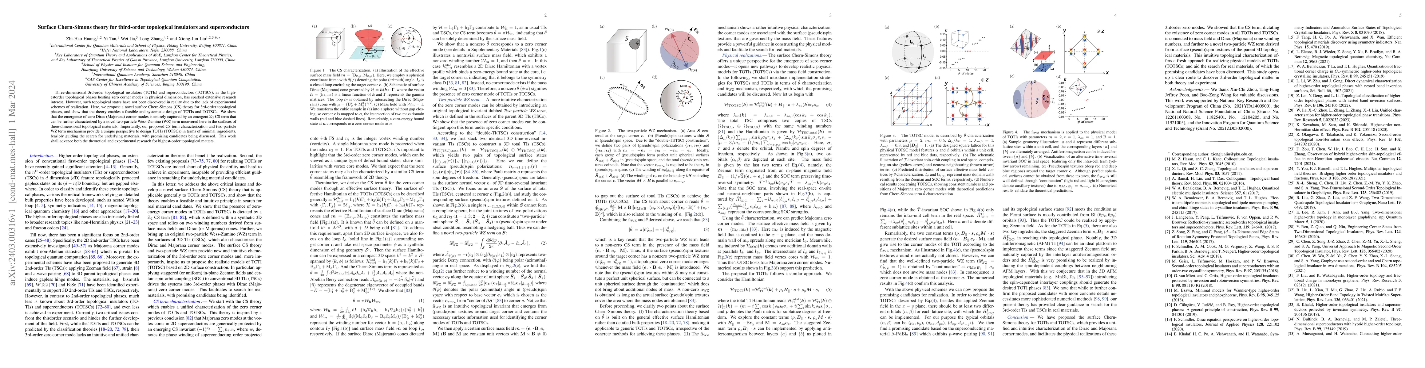 Thumbnail for Surface Chern-Simons theory for third-order topological insulators and
  superconductors