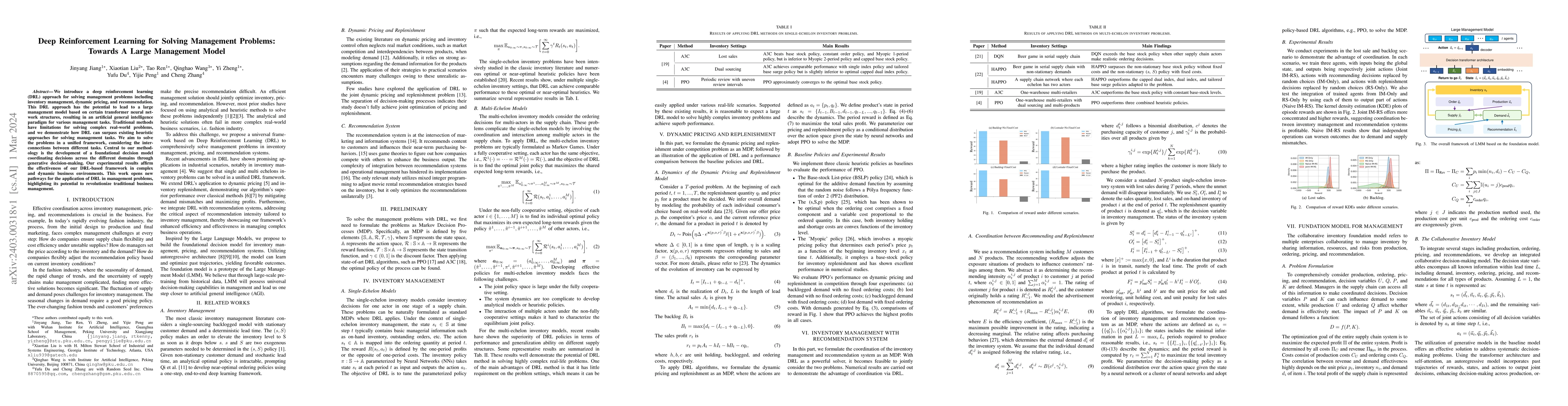 Thumbnail for Deep Reinforcement Learning for Solving Management Problems: Towards A
  Large Management Mode