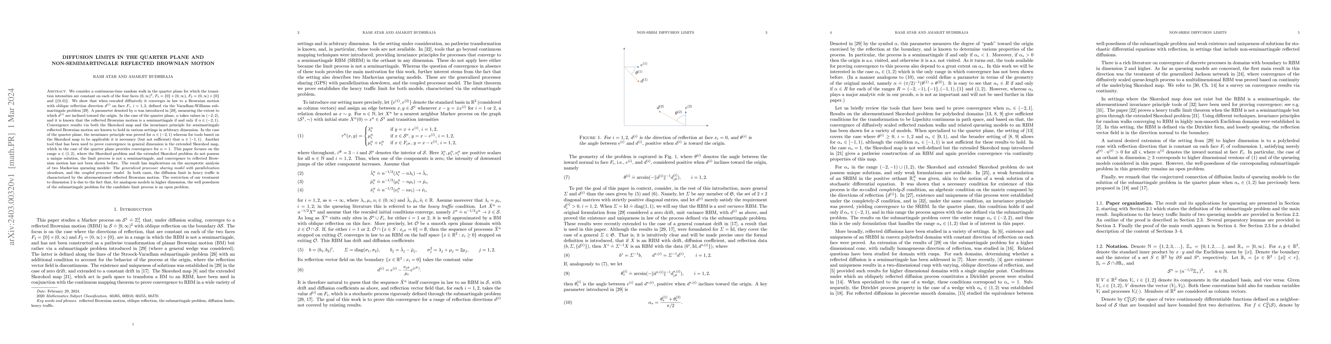 Thumbnail for Diffusion limits in the quarter plane and non-semimartingale reflected
  Brownian motion