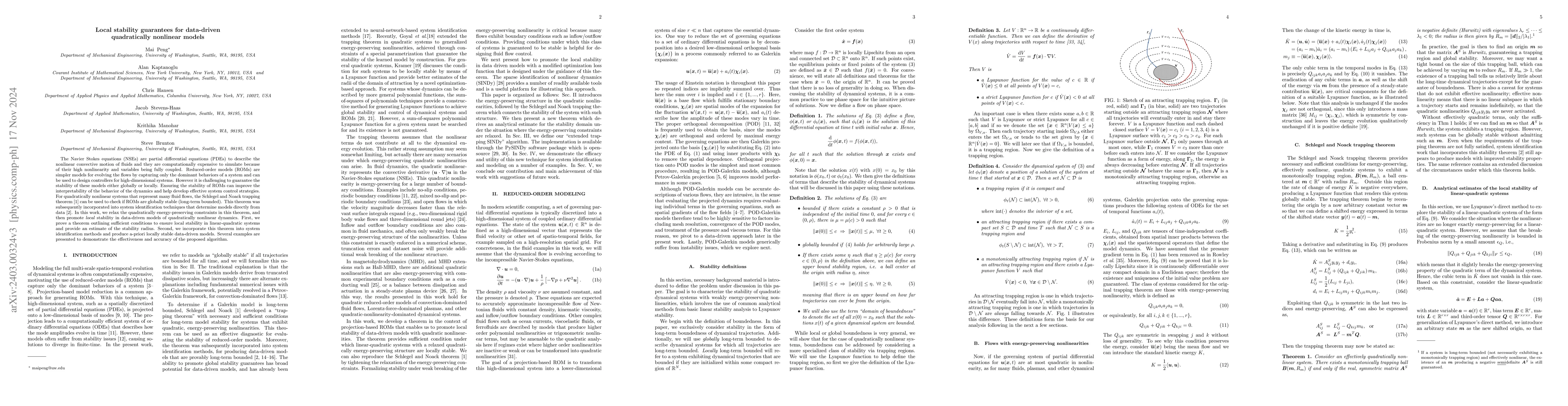 Thumbnail for Local stability guarantees for data-driven quadratically nonlinear
  models