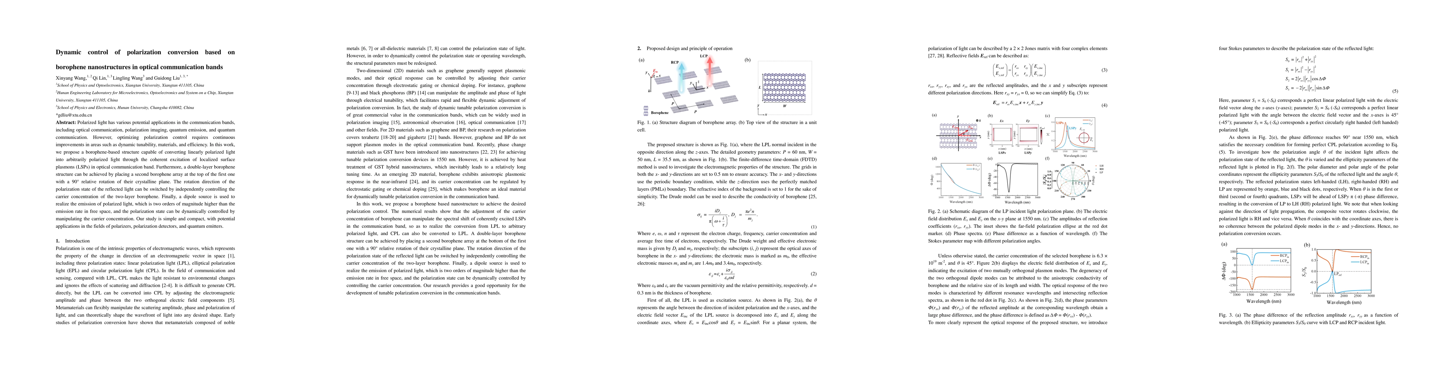 Thumbnail for Dynamic control of polarization conversion based on borophene
  nanostructures in optical communication bands