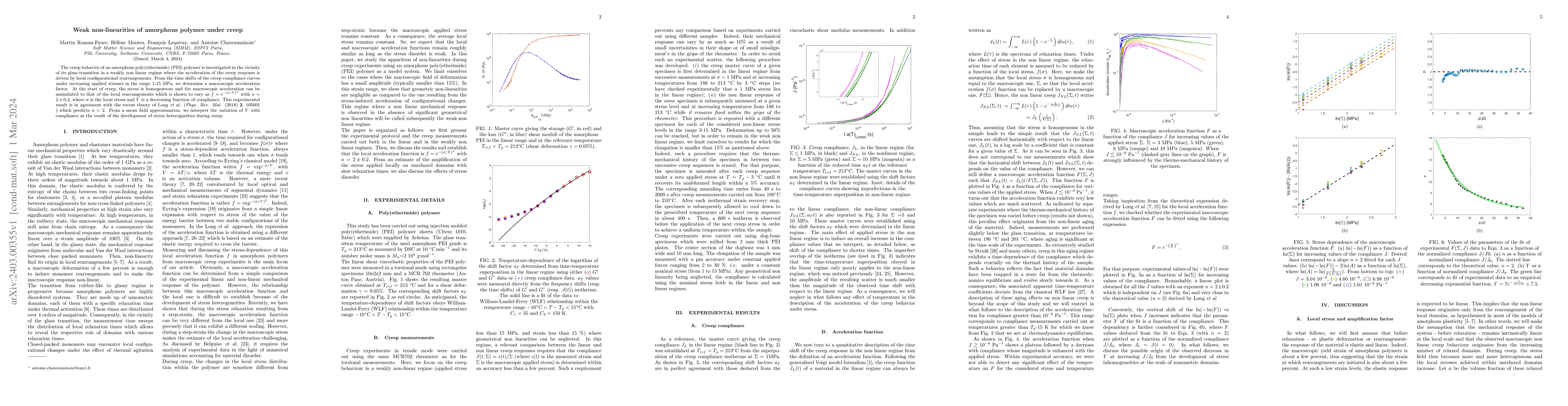 Thumbnail for Weak non-linearities of amorphous polymer under creep