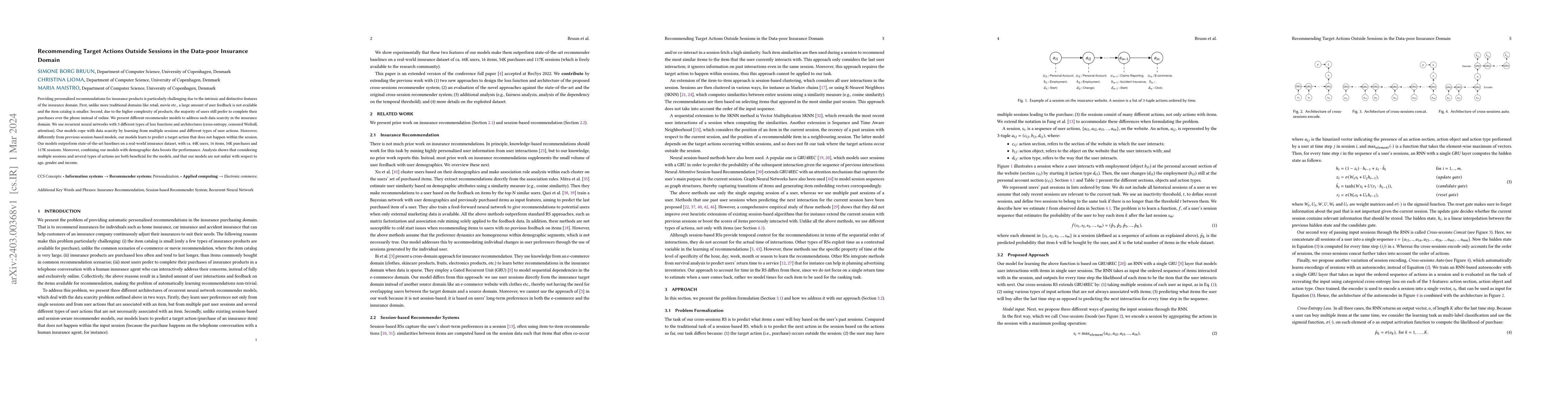 Thumbnail for Recommending Target Actions Outside Sessions in the Data-poor Insurance
  Domain