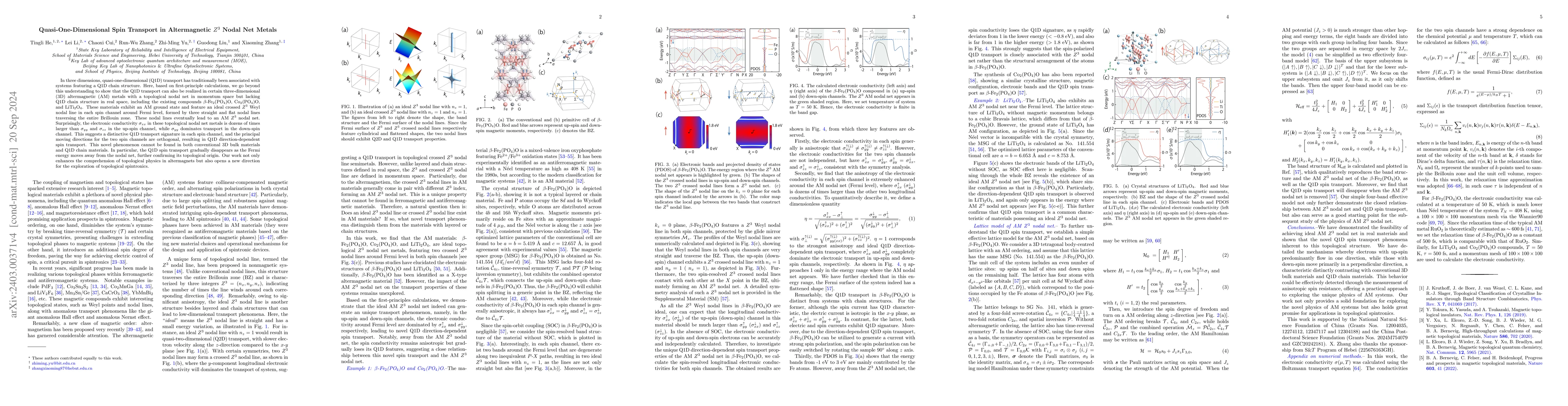 Thumbnail for Quasi-one-dimensional spin transport in altermagnetic $Z^3$ nodal net
  metals