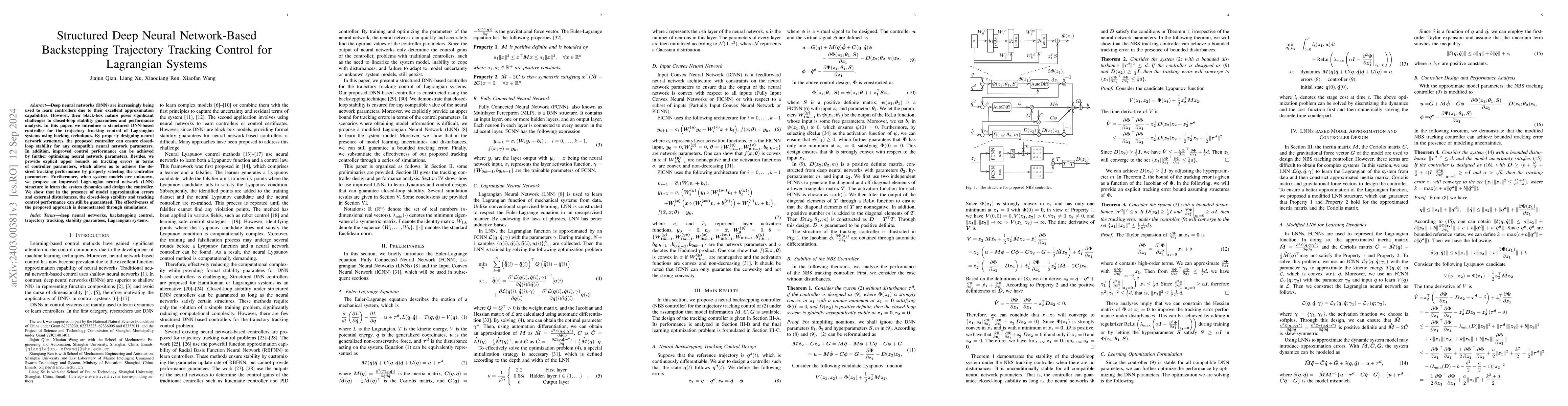 Thumbnail for Structured Deep Neural Networks-Based Backstepping Trajectory Tracking
  Control for Lagrangian Systems