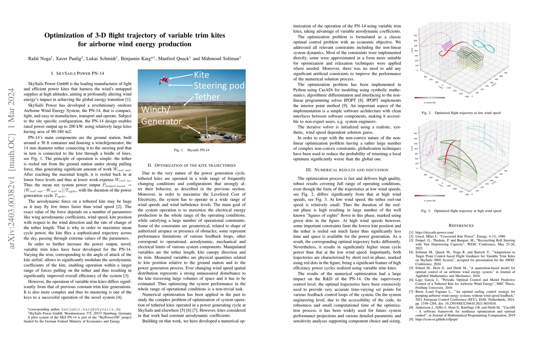 Thumbnail for Optimization of 3-D flight trajectory of variable trim kites for
  airborne wind energy production