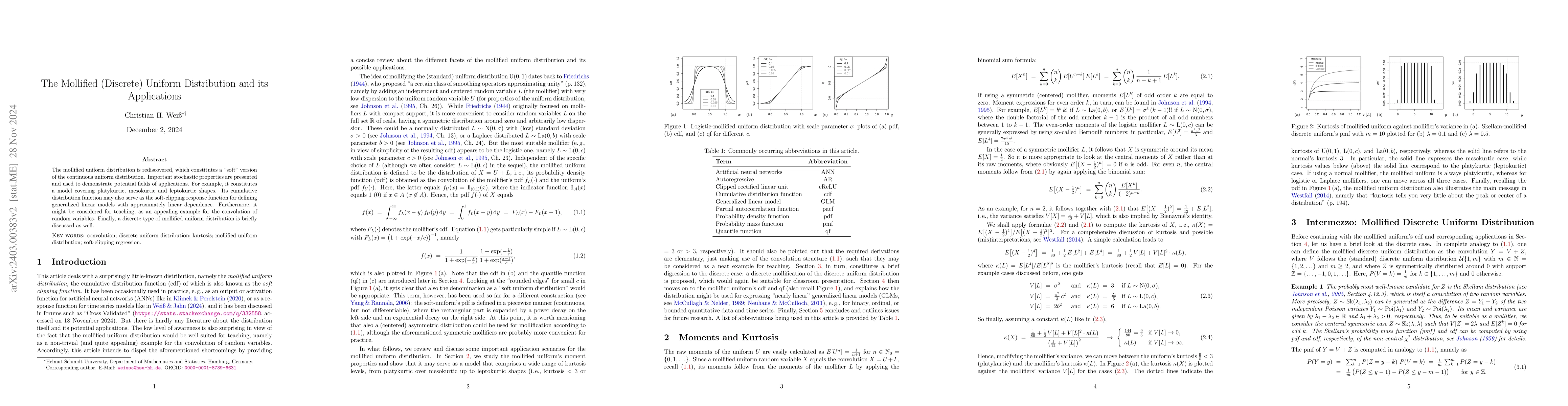 Thumbnail for The Mollified (Discrete) Uniform Distribution and its Applications