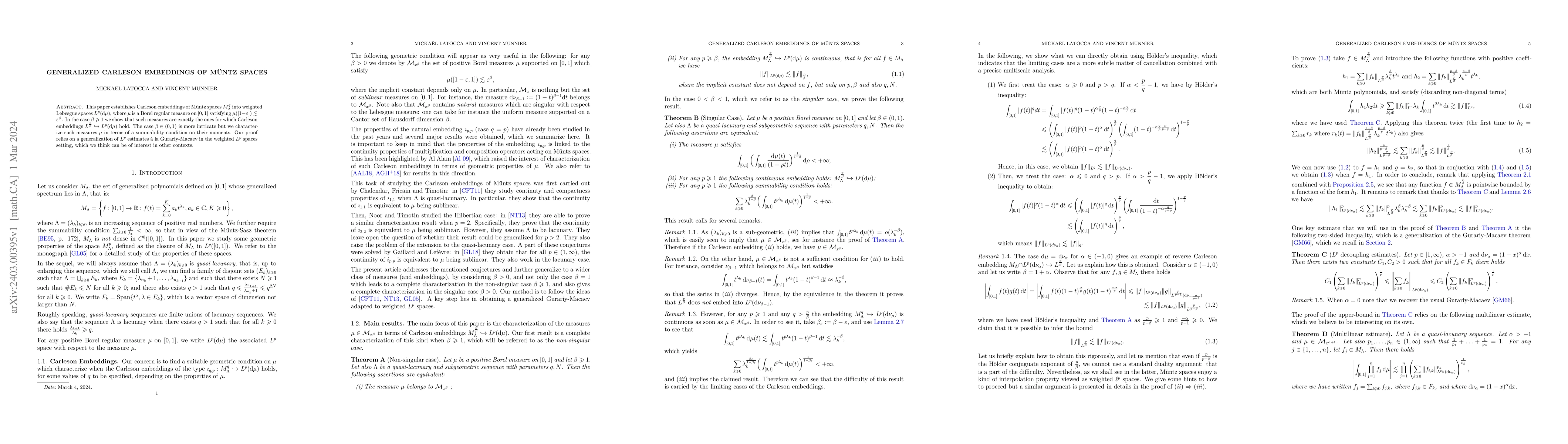 Thumbnail for Generalized Carleson Embeddings of M{\"u}ntz Spaces