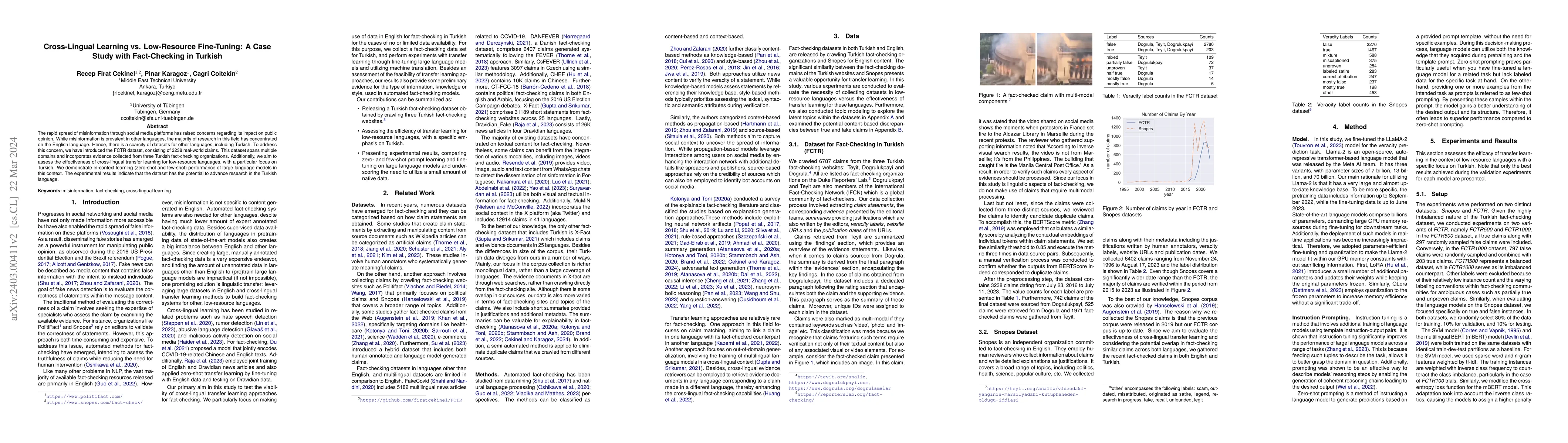 Thumbnail for Cross-Lingual Learning vs. Low-Resource Fine-Tuning: A Case Study with
  Fact-Checking in Turkish