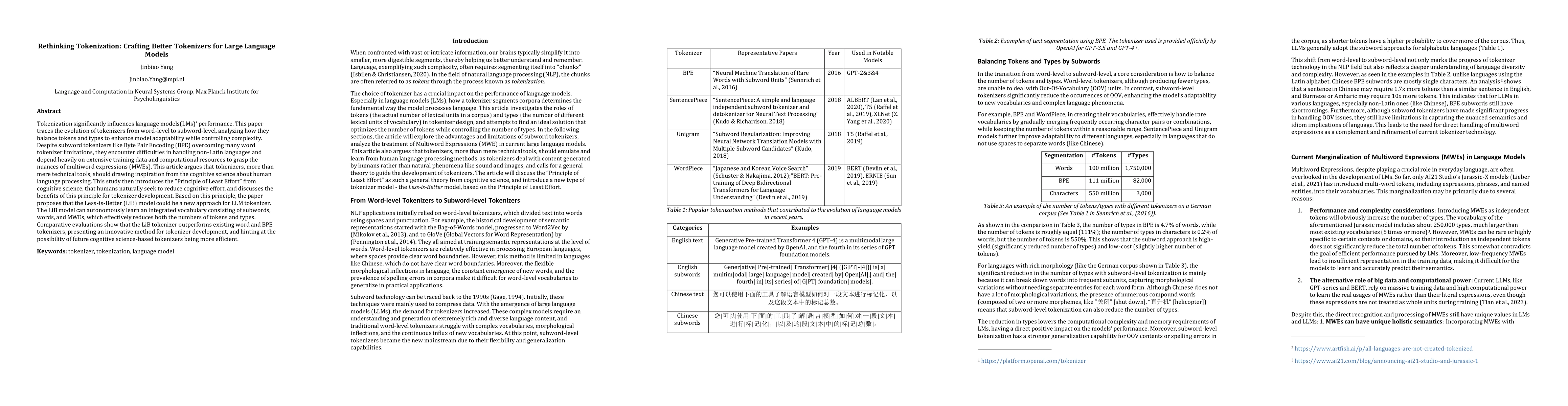 Thumbnail for Rethinking Tokenization: Crafting Better Tokenizers for Large Language
  Models