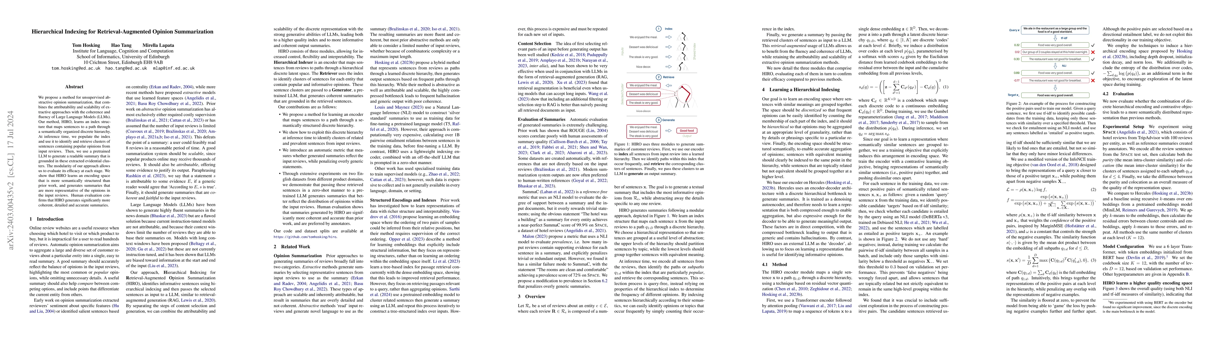Thumbnail for Hierarchical Indexing for Retrieval-Augmented Opinion Summarization