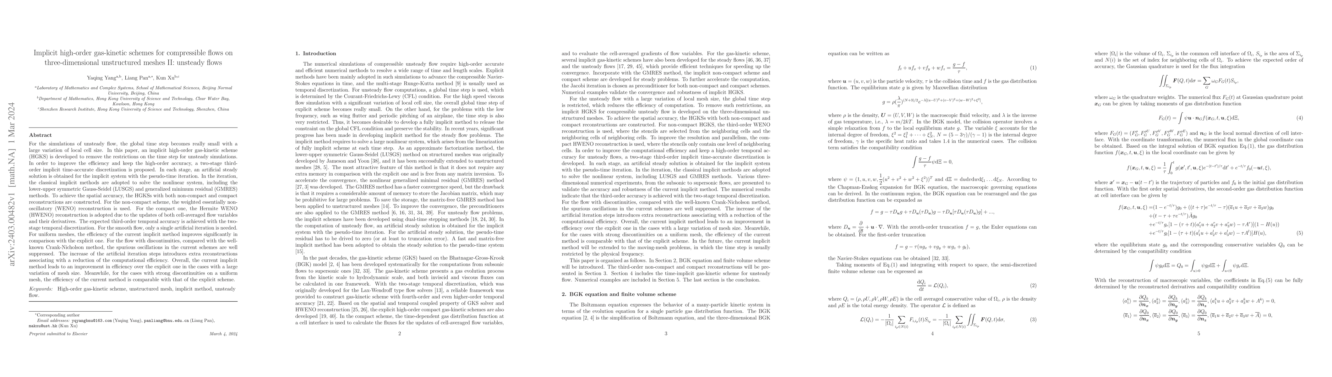 Thumbnail for Implicit high-order gas-kinetic schemes for compressible flows on
  three-dimensional unstructured meshes II: unsteady flows