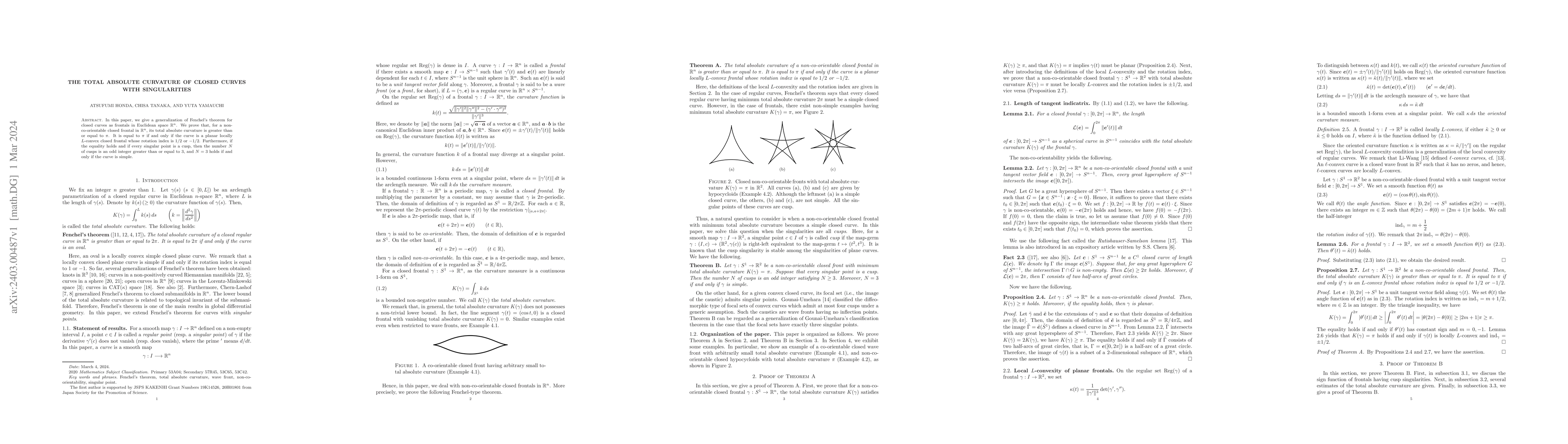 Thumbnail for The total absolute curvature of closed curves with singularities