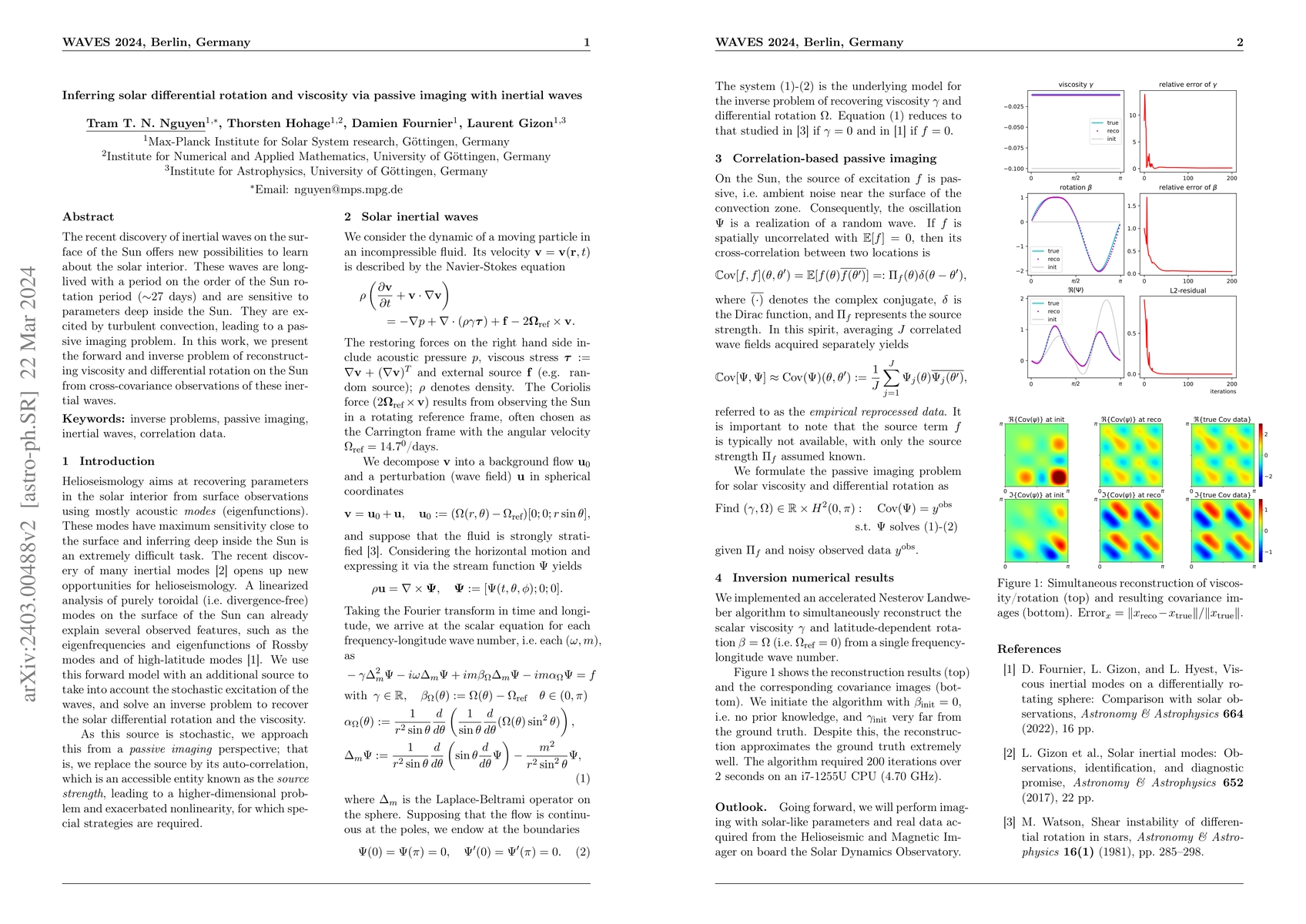 Thumbnail for Inferring solar differential rotation and viscosity via passive imaging
  with inertial waves