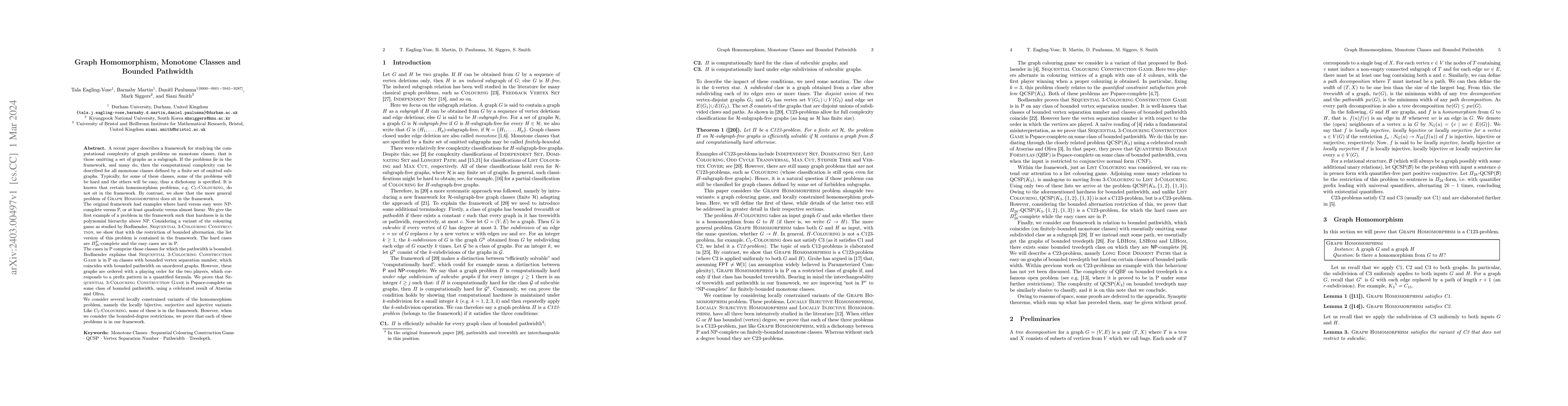 Thumbnail for Graph Homomorphism, Monotone Classes and Bounded Pathwidth