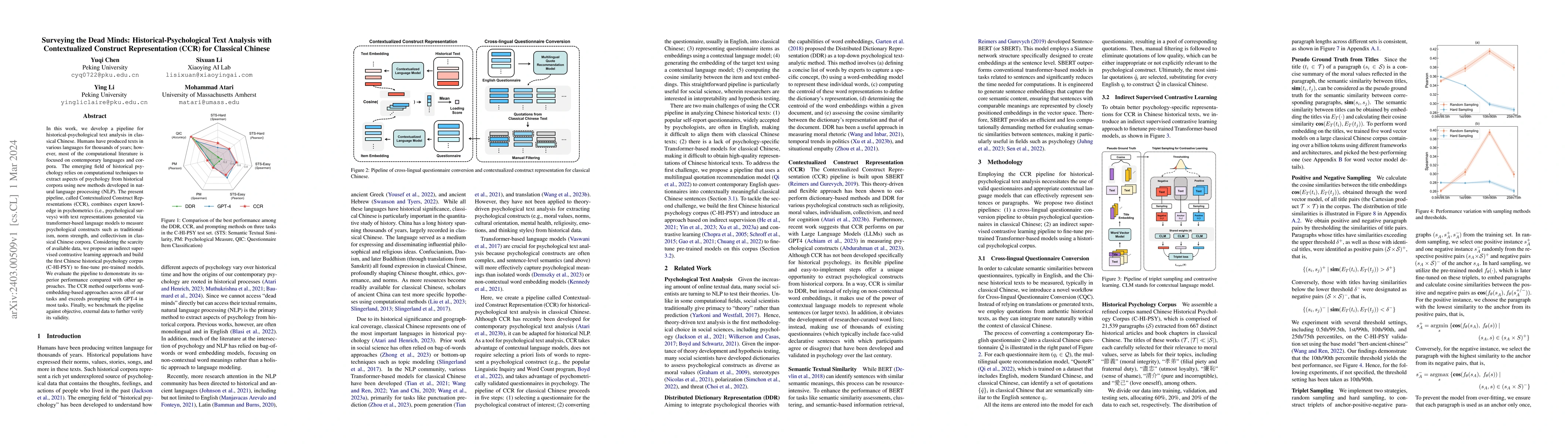 Thumbnail for Surveying the Dead Minds: Historical-Psychological Text Analysis with
  Contextualized Construct Representation (CCR) for Classical Chinese
