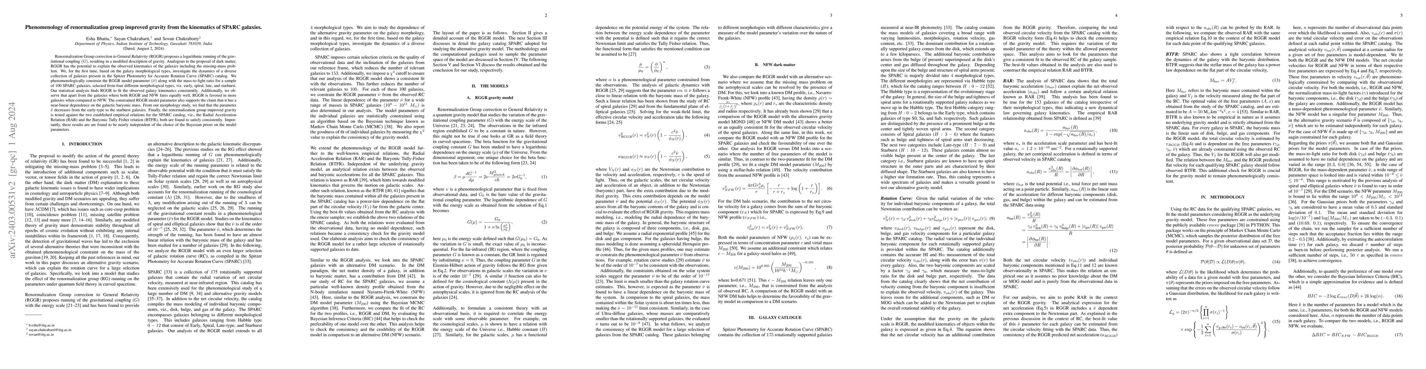 Thumbnail for Phenomenology of renormalization group improved gravity from the
  kinematics of SPARC galaxies