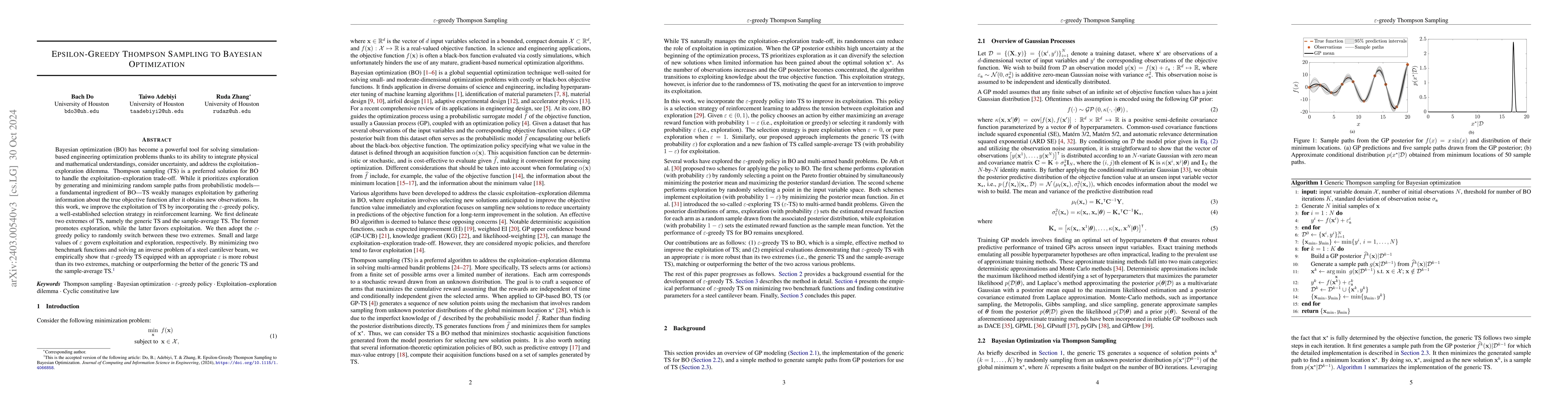 Thumbnail for Epsilon-Greedy Thompson Sampling to Bayesian Optimization