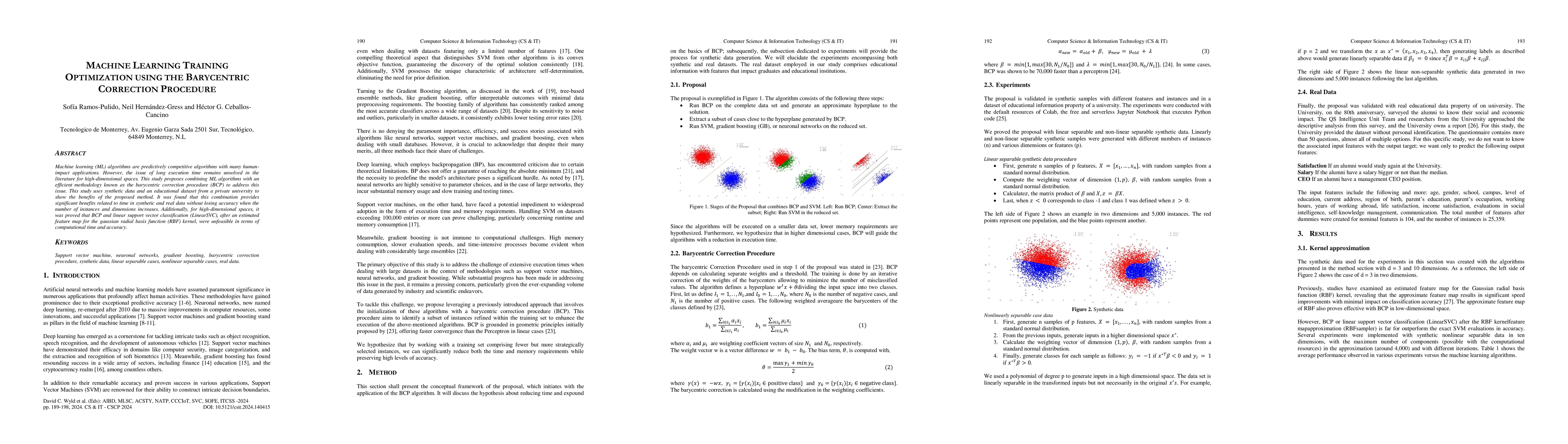Thumbnail for Machine Learning Training Optimization using the Barycentric Correction
  Procedure