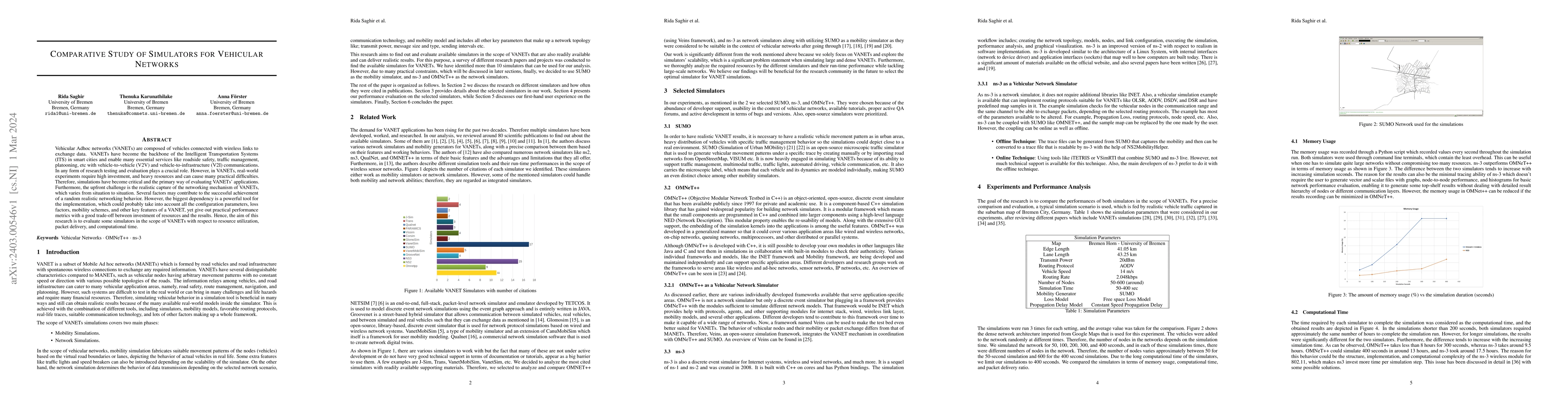 Thumbnail for Comparative Study of Simulators for Vehicular Networks