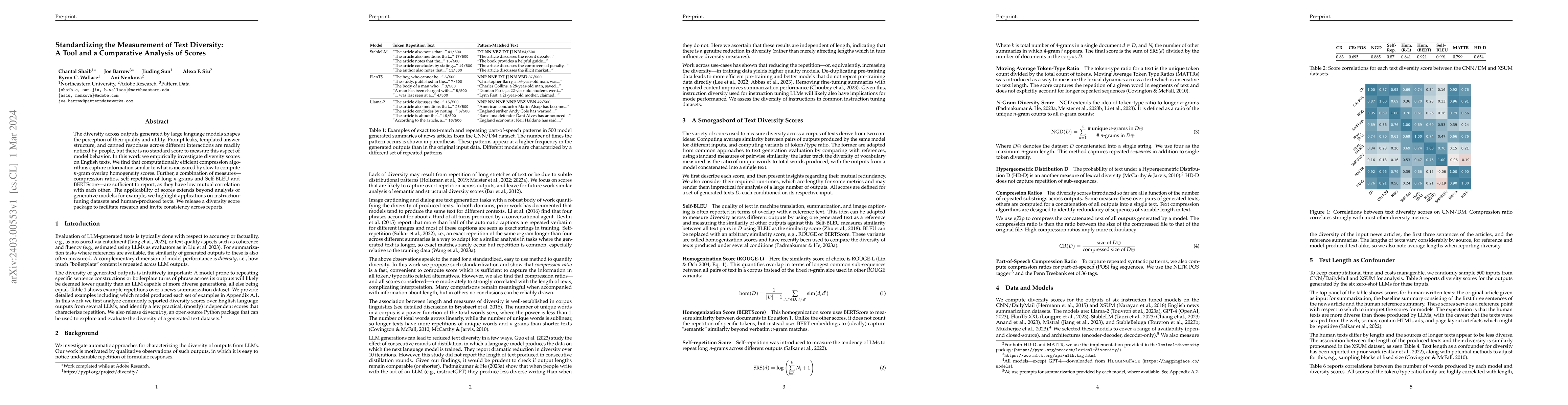 Thumbnail for Standardizing the Measurement of Text Diversity: A Tool and a
  Comparative Analysis of Scores
