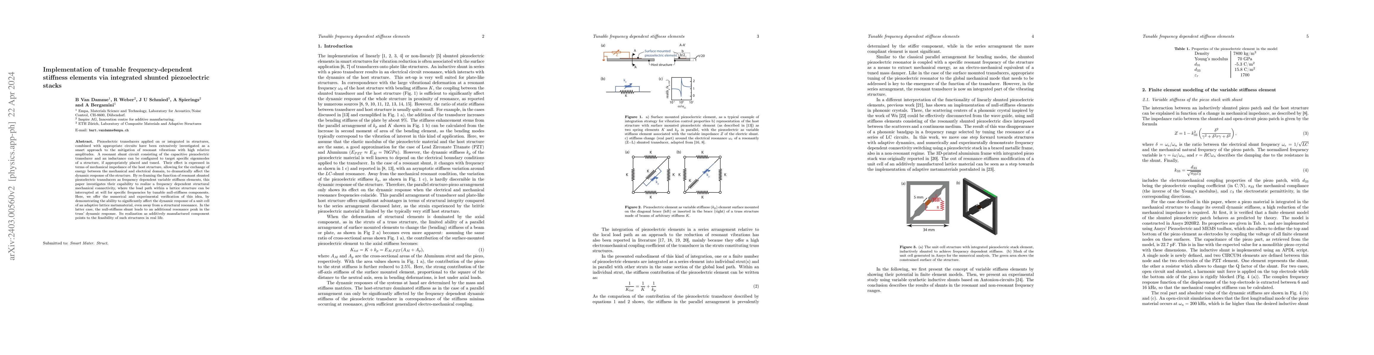 Thumbnail for Implementation of tunable frequency-dependent stiffness elements via
  integrated shunted piezoelectric stacks