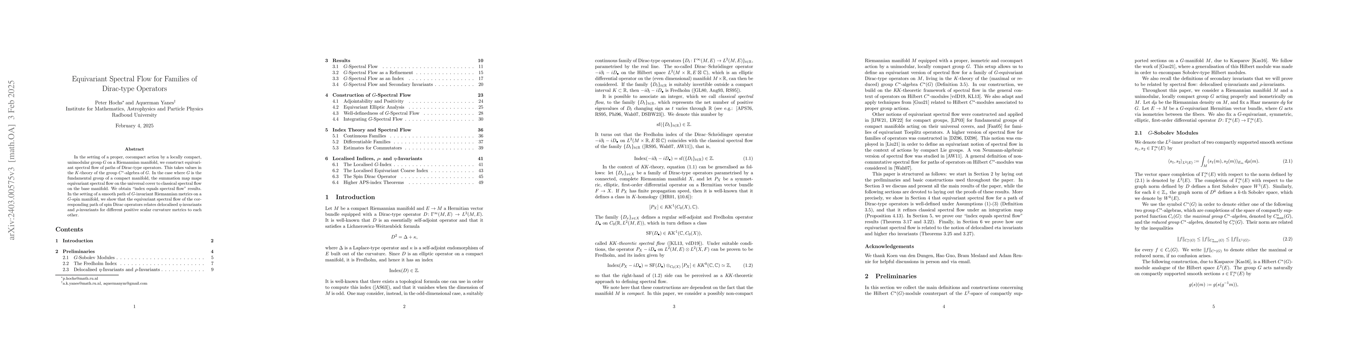 Thumbnail for Equivariant Spectral Flow for Families of Dirac-type Operators