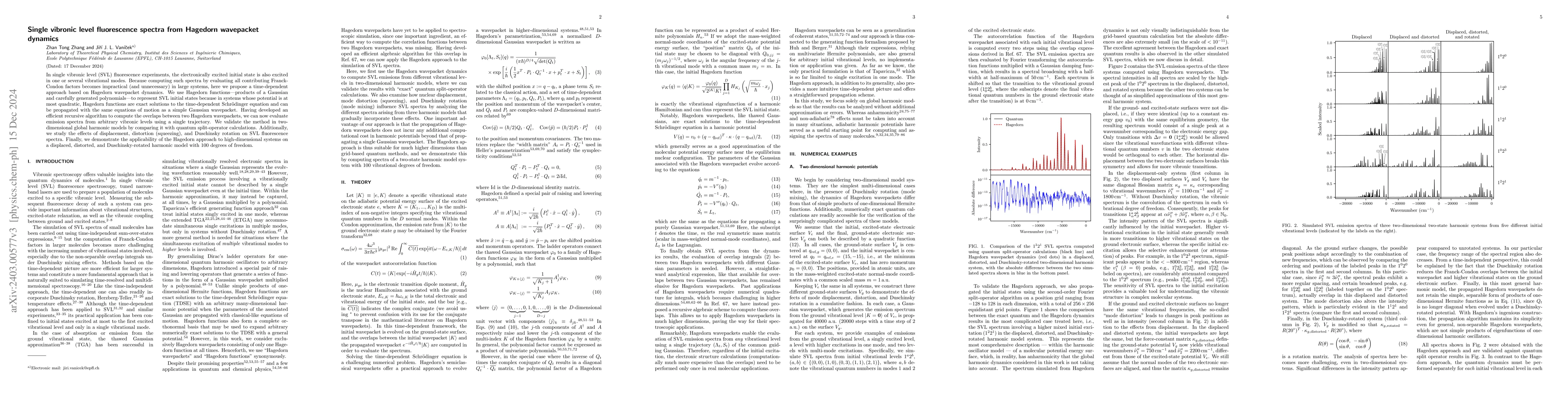 Thumbnail for Single vibronic level fluorescence spectra from Hagedorn wavepacket
  dynamics