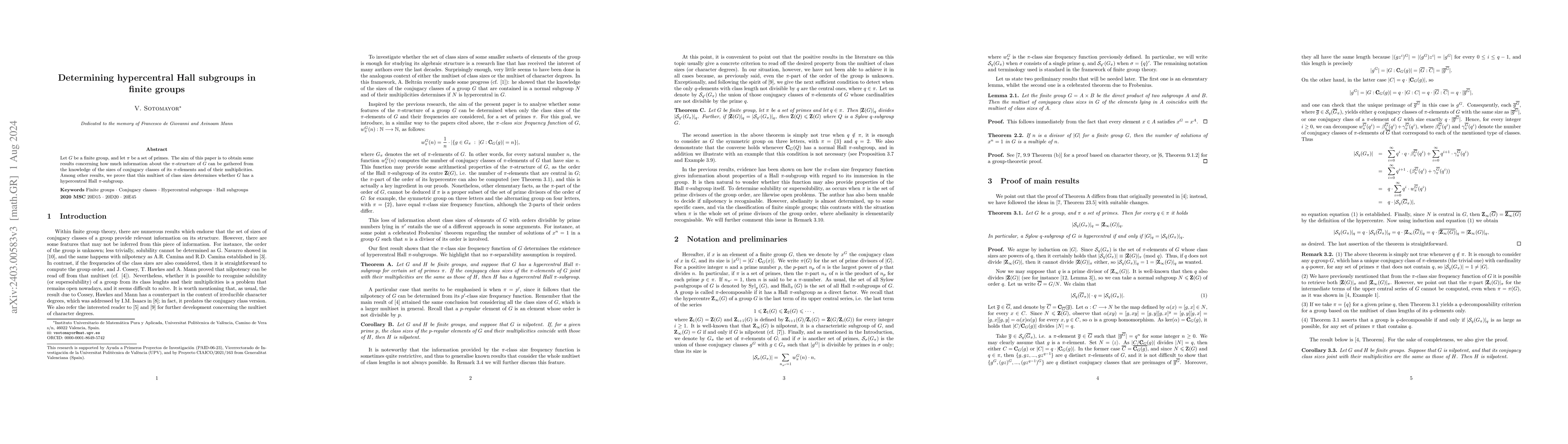 Thumbnail for Determining hypercentral Hall subgroups in finite groups