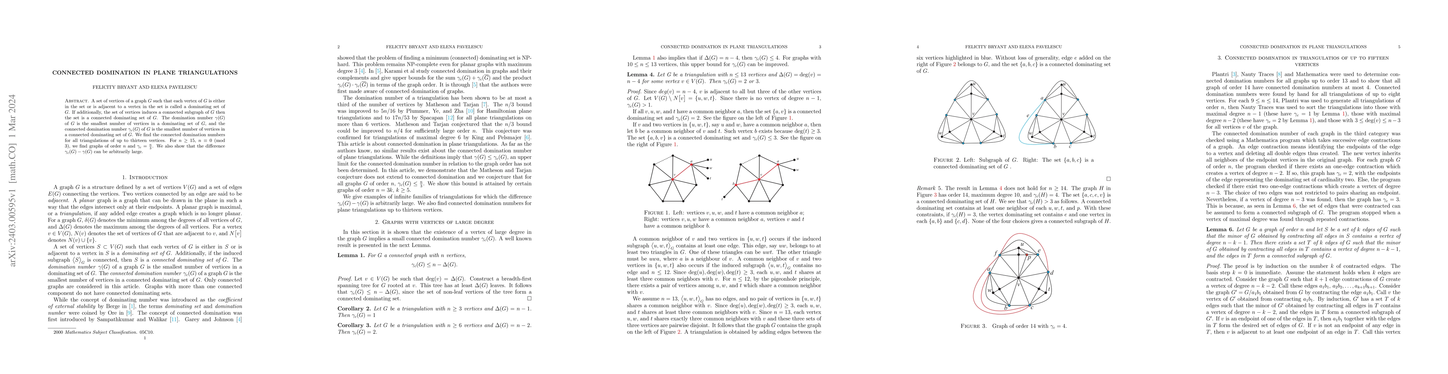 Thumbnail for Connected Domination in Plane Triangulations