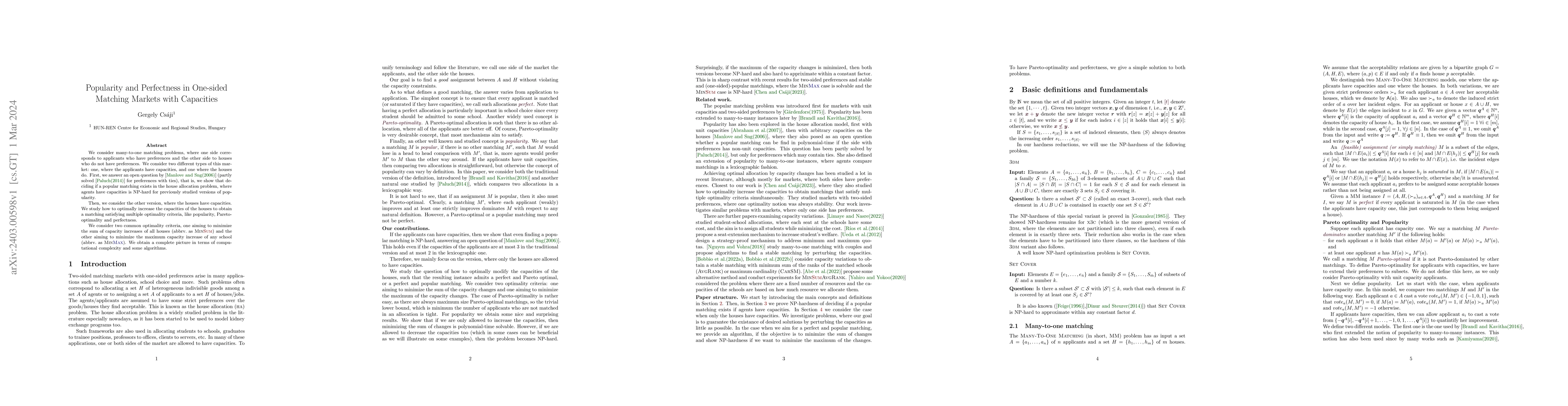 Thumbnail for Popularity and Perfectness in One-sided Matching Markets with Capacities