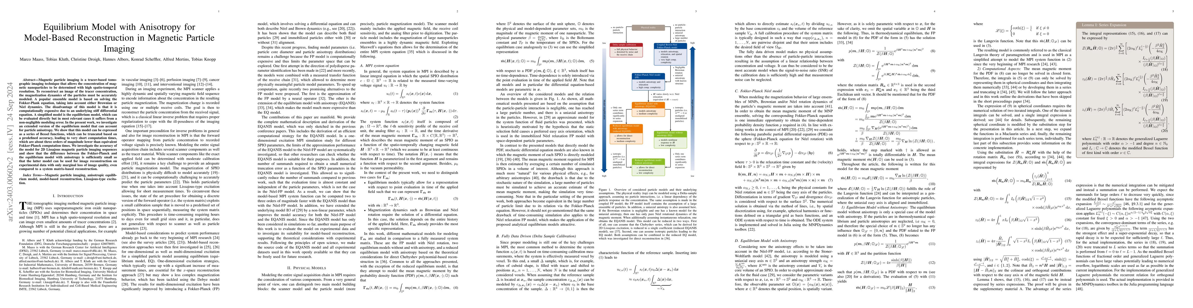 Thumbnail for Equilibrium Model with Anisotropy for Model-Based Reconstruction in
  Magnetic Particle Imaging