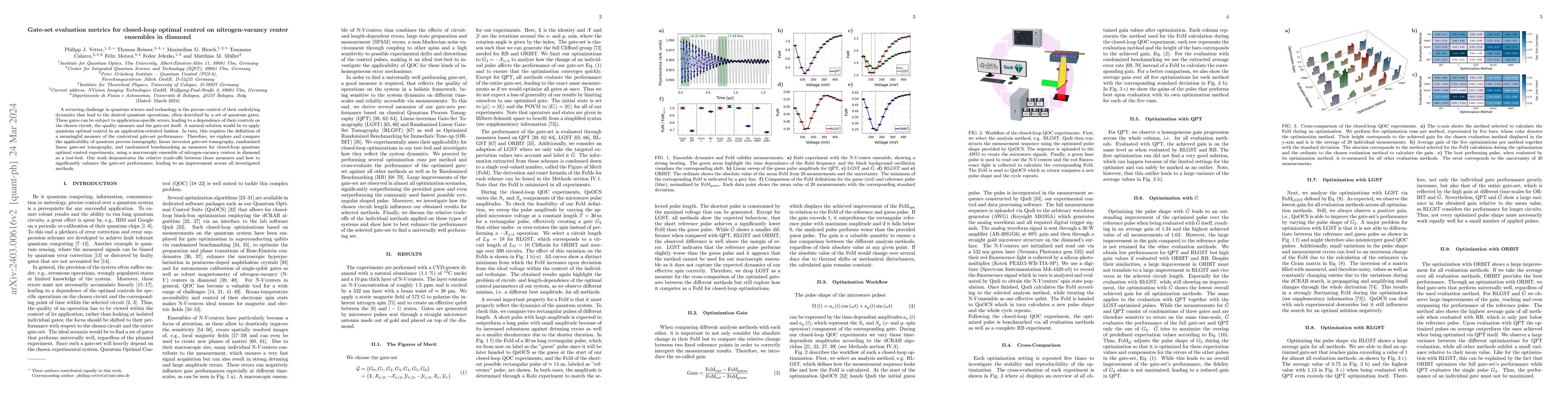 Thumbnail for Gate-set evaluation metrics for closed-loop optimal control on
  nitrogen-vacancy center ensembles in diamond