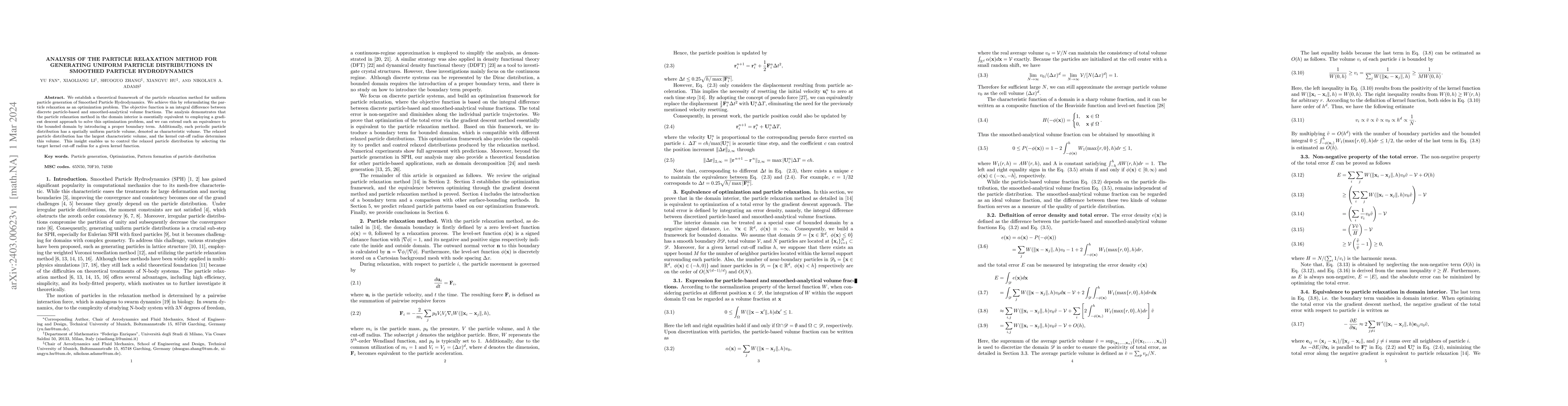 Thumbnail for Analysis of the particle relaxation method for generating uniform
  particle distributions in smoothed particle hydrodynamics
