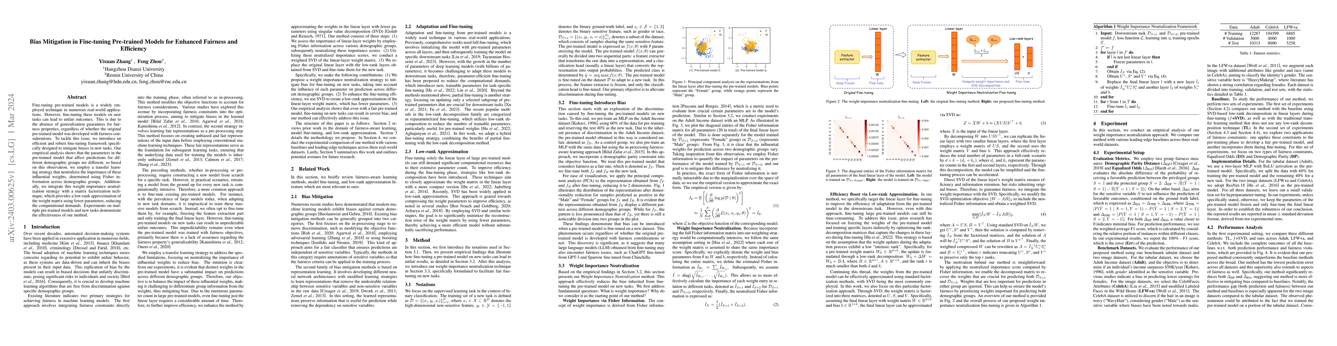 Thumbnail for Bias Mitigation in Fine-tuning Pre-trained Models for Enhanced Fairness
  and Efficiency