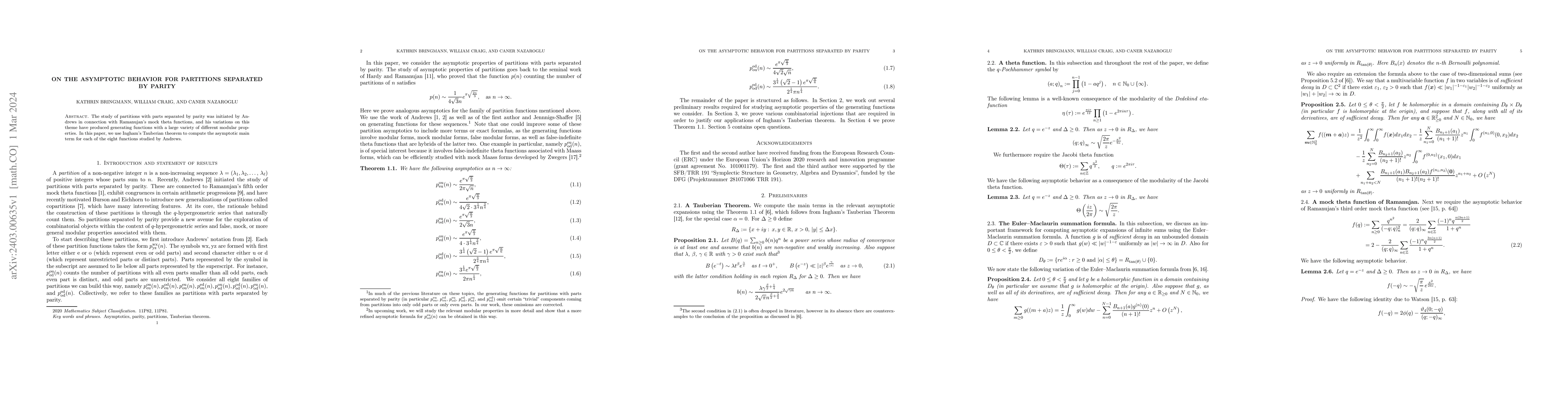 Thumbnail for On the asymptotic behavior for partitions separated by parity