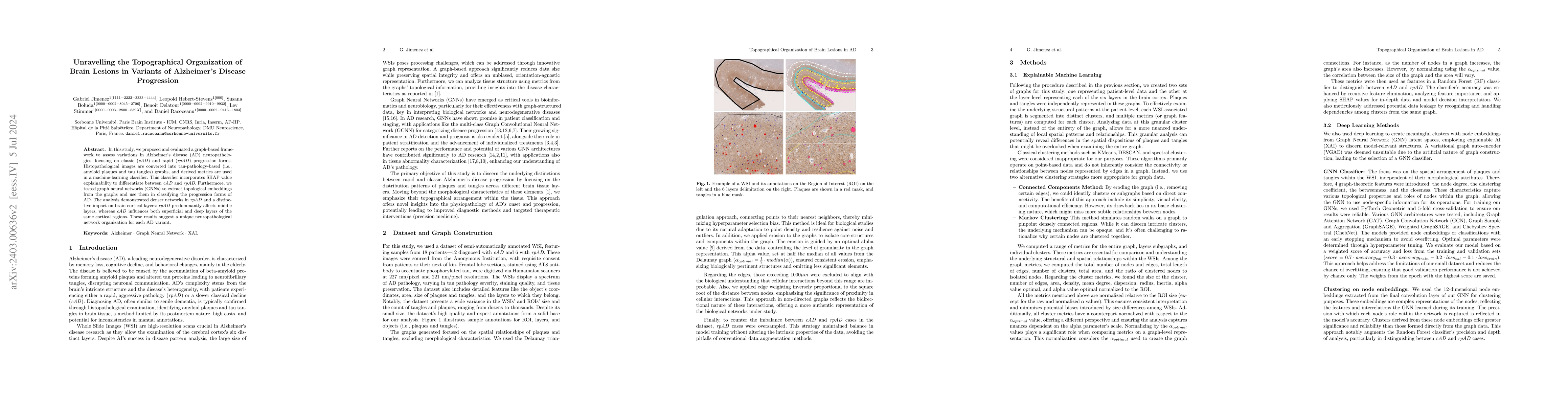 Thumbnail for Graph Theory and GNNs to Unravel the Topographical Organization of Brain
  Lesions in Variants of Alzheimer's Disease Progression