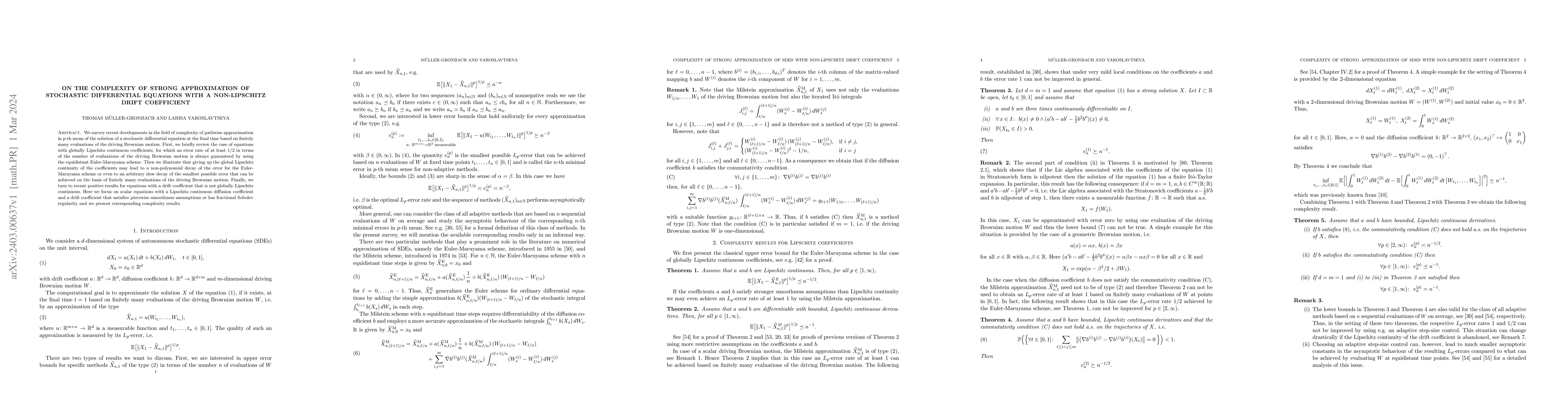 Thumbnail for On the complexity of strong approximation of stochastic differential
  equations with a non-Lipschitz drift coefficient