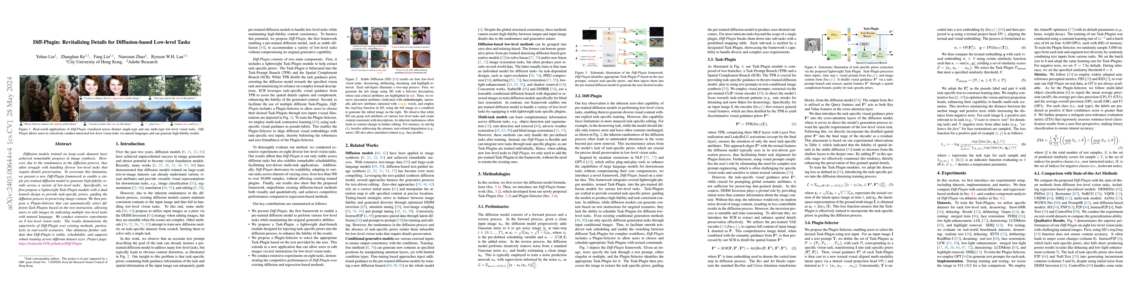 Thumbnail for Diff-Plugin: Revitalizing Details for Diffusion-based Low-level Tasks